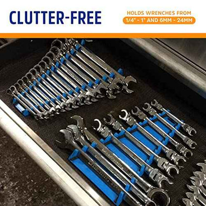 Protoco 3061 Standard Wrench Rack, 15 Piece Magnetic, Tool Organizer for Tool Box, Tool Cart or Wall Mounted, Orange