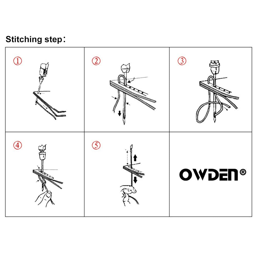 OWDEN Professional Leathercraft Stitch awl tool, Leather Sewing Awl tool for leather,Belt,Canvas,Fabric,Bag repair lockstitch tool set.Speedy Stitcher Professional leather craft tool.(3 Thread Colors)