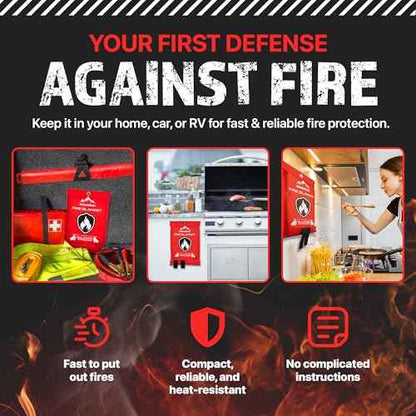 Emergency Fire Blanket - 2-Pack 40¡±x40¡± Stay Prepared With Our Fireproof Blanket Extinguish Flames for Your Home Kitchen - Be a hero with first house must haves along with Extinguisher - Home Safety