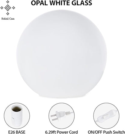10 Inch Ball Table Lamp with Glass Shade, Ball Light Bookshelf Lamp for Bedroom, Dorm, Office and Bedroom Bookshelf Reading Decoration, Without Bulb