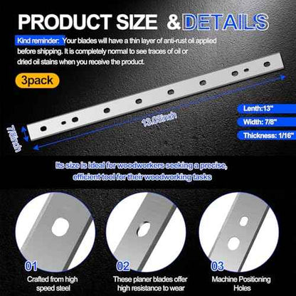 Planer Folding Table with 3 Pack 13-inch Planer Blades Heat Treated Replacement Knives Compatible with Dewalt Dw735 Dw735x Provides Additional 9 Inch Support on Each Side of The Dw735