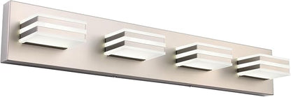 4-Light LED Brushed Nickel Vanity Lights for Bathroom Light Fixtures Adjust 3 Colors Modern Bath Lighing Over Mirror LED Vanity Light 27inch