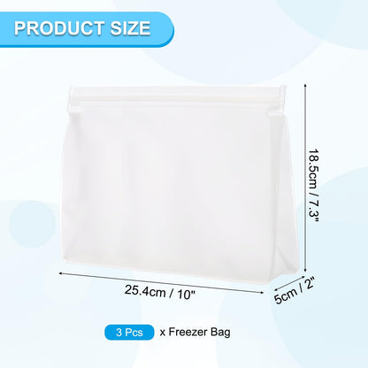 PATIKIL 8.7"x2"x5.3" Reusable Freezer Bag, 3 Pcs Leakproof Zip Food Storage Stand Up Bags Fridge Snack Vegetable Fruit Ice Container for Long-Lasting Freshness, Black