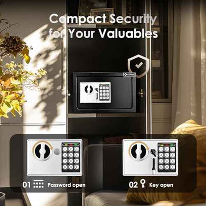 ADIMO Safe Box for College Dorm Room, Money Box with Fireproof Waterproof Bag, Keys & Pass Code & Wall Mount Kits, 0.5 Cubic Feet Hidden Home Safe for Jewelry, Money, and Documents, Home Office, Dorm