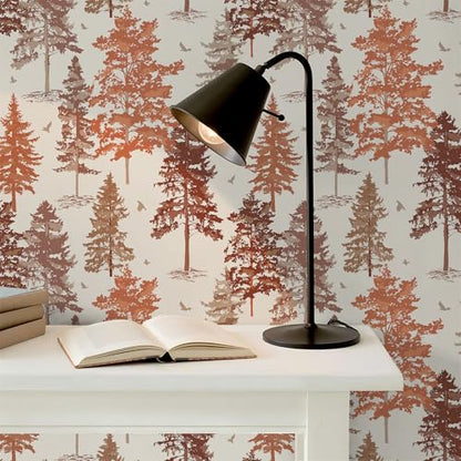 Timeet Red-Brown Forest Wallpaper Peel and Stick Contact Paper Self-Adhesive Removable Tree Wall Paper for Bedroom Living Room Cabinet Wall Decoration 17.3"x78.7"