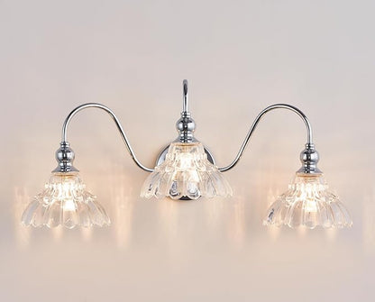 Chrome Bathroom Vanity Lights Modern Crystal Vanity Lighting Fixtures 3-Lights Bathroom Lights for Bathroom Bedroom Kitchen Living Room Dining Room