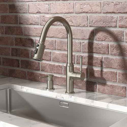 Lava Odoro Soap Dispenser for Kitchen Sink, Modern Brass Built in Countertop Pump Dispenser with 18 Oz Refillable Bottle, Kitchen Soap and Lotion Dispenser Spot-Free, Brushed Nickel, KSD-21