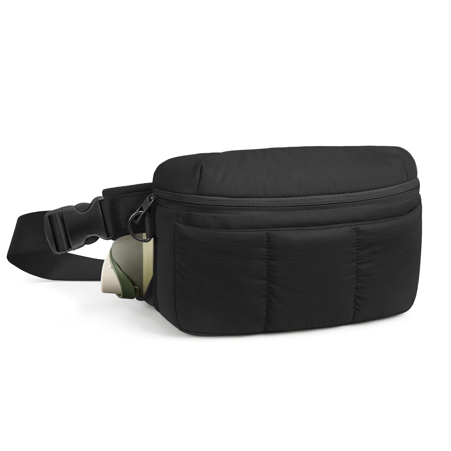 TOPEAST Waist Pack 3.5L Fanny Packs with Water Bottle Holder, Large Capacity Travel Belt Purse Anti-Theft RFID Blocking, Black Fluffy Crossbody Sling Bag for Hiking Walking