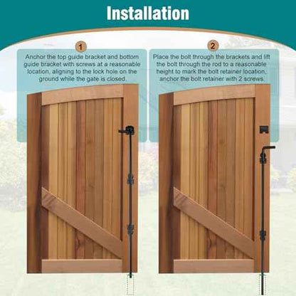 36 Inch Heavy Duty Gate Drop Rod for Gates,Gate Cane Bolt Drop Rod Hardware Ground Latch for Wooden Fences, 36 Cane Bolt Gate Drop Rod,Black Solid Steel(2 Pack for Gate Drop Rod)