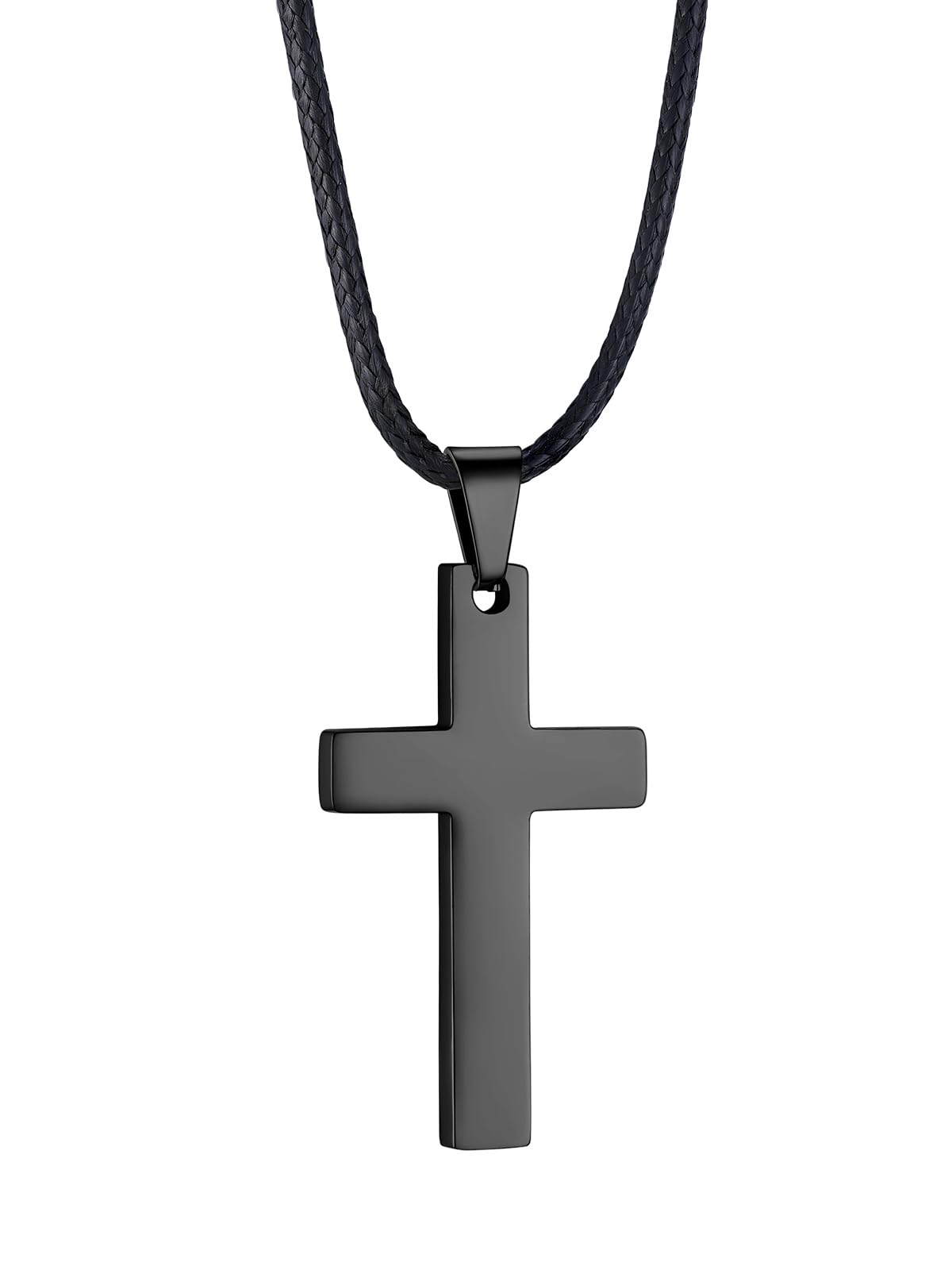 PROSTEEL Pendant Necklace For Men Cross Choker Religious Jewelry Black Rope Cord Necklace 22 inch