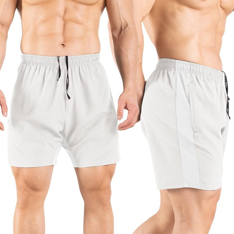 Gaglg Men's 5" Running Shorts 2 Pack Quick Dry Athletic Workout Gym Shorts with Zipper Pockets Black/White,X-Large