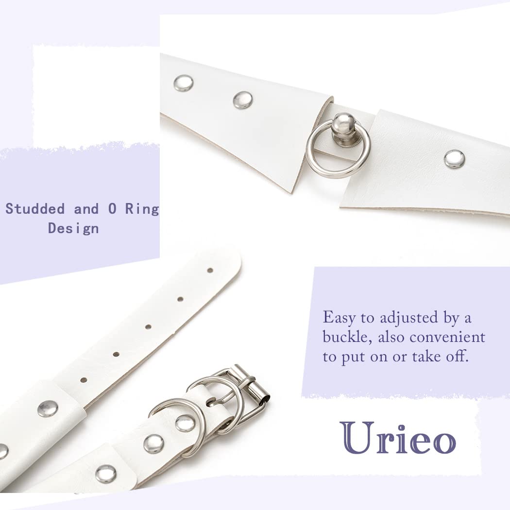 Urieo Gothic Leather Choker Necklace White Punk Nightclub Jewerly Accessories for Women