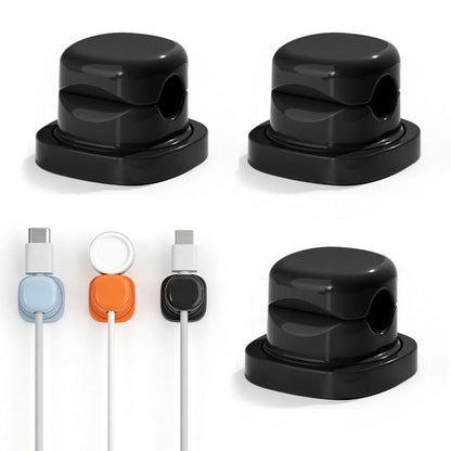 Kruggo Magnetic Cable Clips Rotatable, Under Desk Cable Management, Strong Magnetic Cable Clips Cord Holder for Nightstand Home Office Desk Phone Car Wall (3, Black)