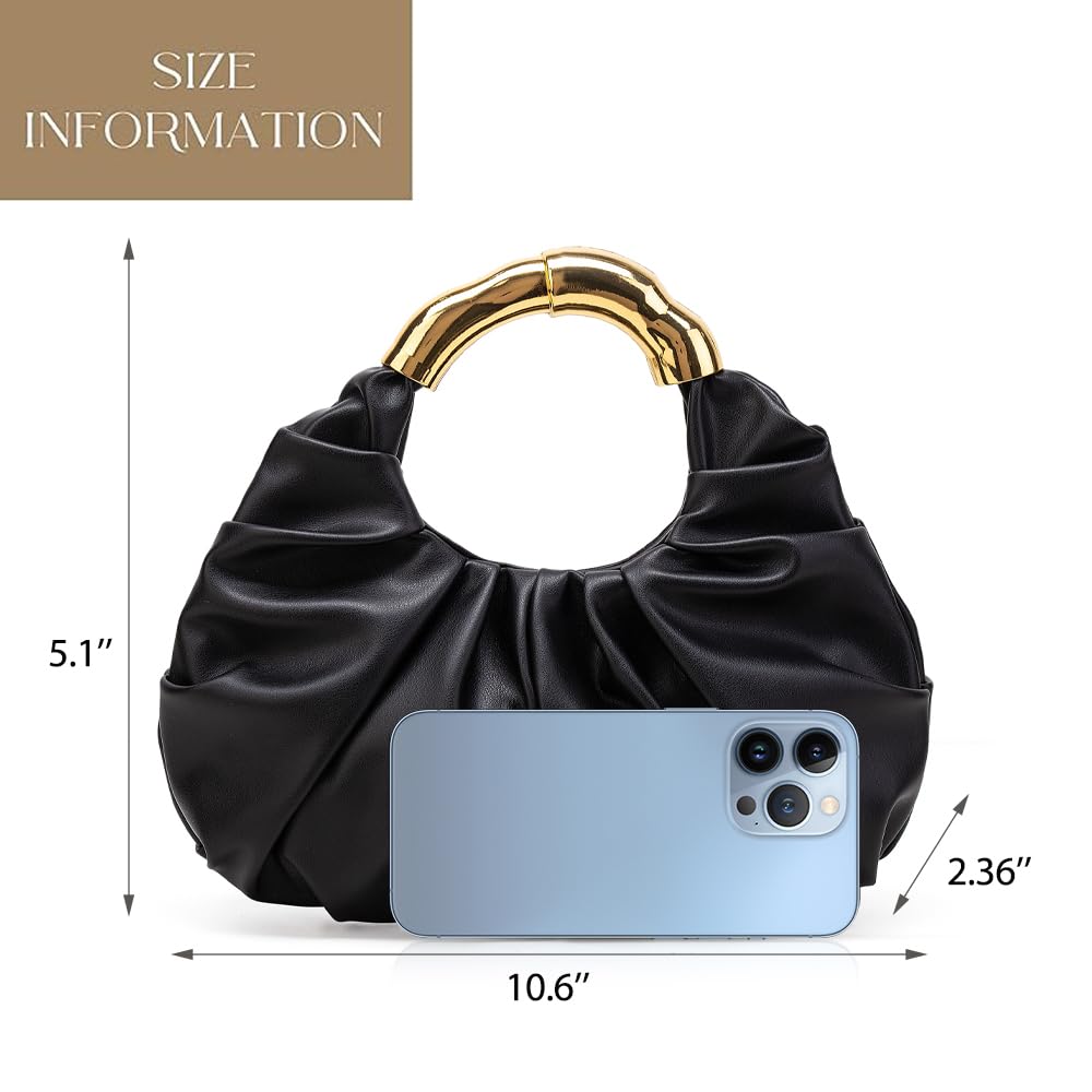 PLGYLG Clutch Purse for Women Soft Pleated PU Evening Clutch Handbags Cloud-Shaped Handle Bag for Wedding Prom Party Casual Daily