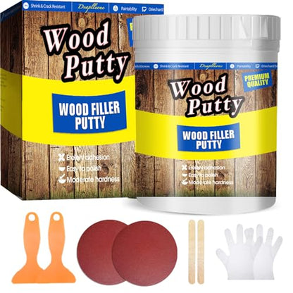 DEAPLLEONC White Wood Putty Filler - Paintable, Stainable. Repairs Holes, Cracks & Chips in Wood Furniture & Floors. 9.87 Ounce