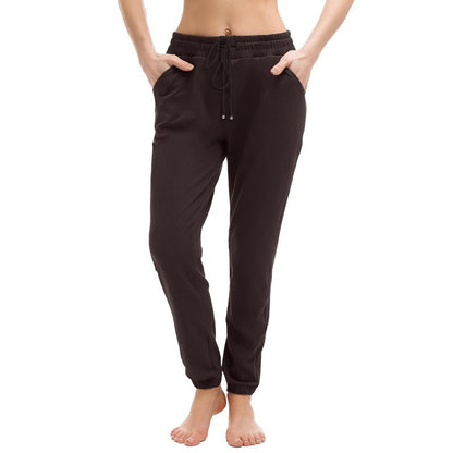 Walifrey Womens Joggers with Pockets, Drawstring Sweatpants Women for Lounging Jogging Gym and Workout DeepBrown,1 Pack DeepBrown S