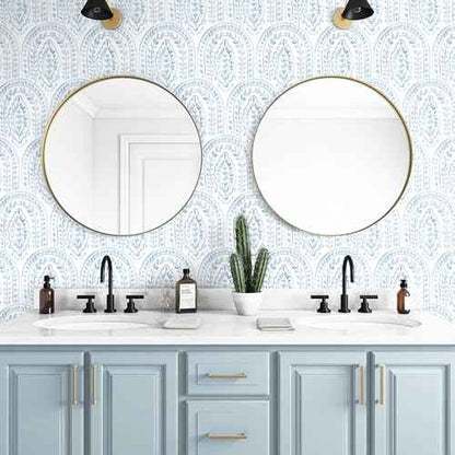 Peel and Stick Wallpaper Modern Wall Paper Boho Contact Paper Removable Wallpaper Peel and Stick Blue and White Self-Adhesive for Bathroom Bedroom Kitchen Wall Decor 17.3" x 118"