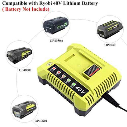OP401 Fast Charger Replacement for Ryobi 40V Battery Charger, Compatible with Ryobi 40V Lithium Battery OP4040 OP4050 OP4050A OP40601 OP4026 OP4015 OP4030 Tools Battery