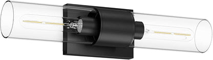 Tipace Black Bathroom Vanity Light Fixtures,Industrial Wall Sconces Clear Glass Wall Lights,Wall Lamp for Bathroom,Living Room, Bedroom,Hallway(Bulb not Include)