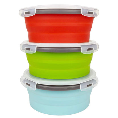CARTINTS 1200ml Large Collapsible Food Containers Silicone Lunch Containers Silicone Leftover Food Containers, Ideal for Camping Travel, 3Pack