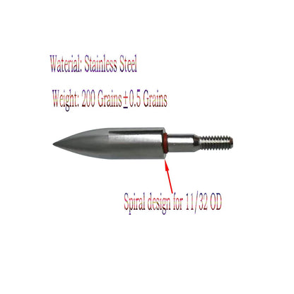 Archery Field Points,Various OD,100/125/150/200 Grains,Easy Pull Various, Stainless Steel Screw in Archery Field Tips(1 Dozen 12 PCS) (9/32″ Combo Shape, 125Grains)