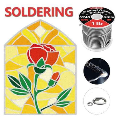 60/40 Solder for Stained Glass, 1/8"(3mm) Dia, 2 lb Spool