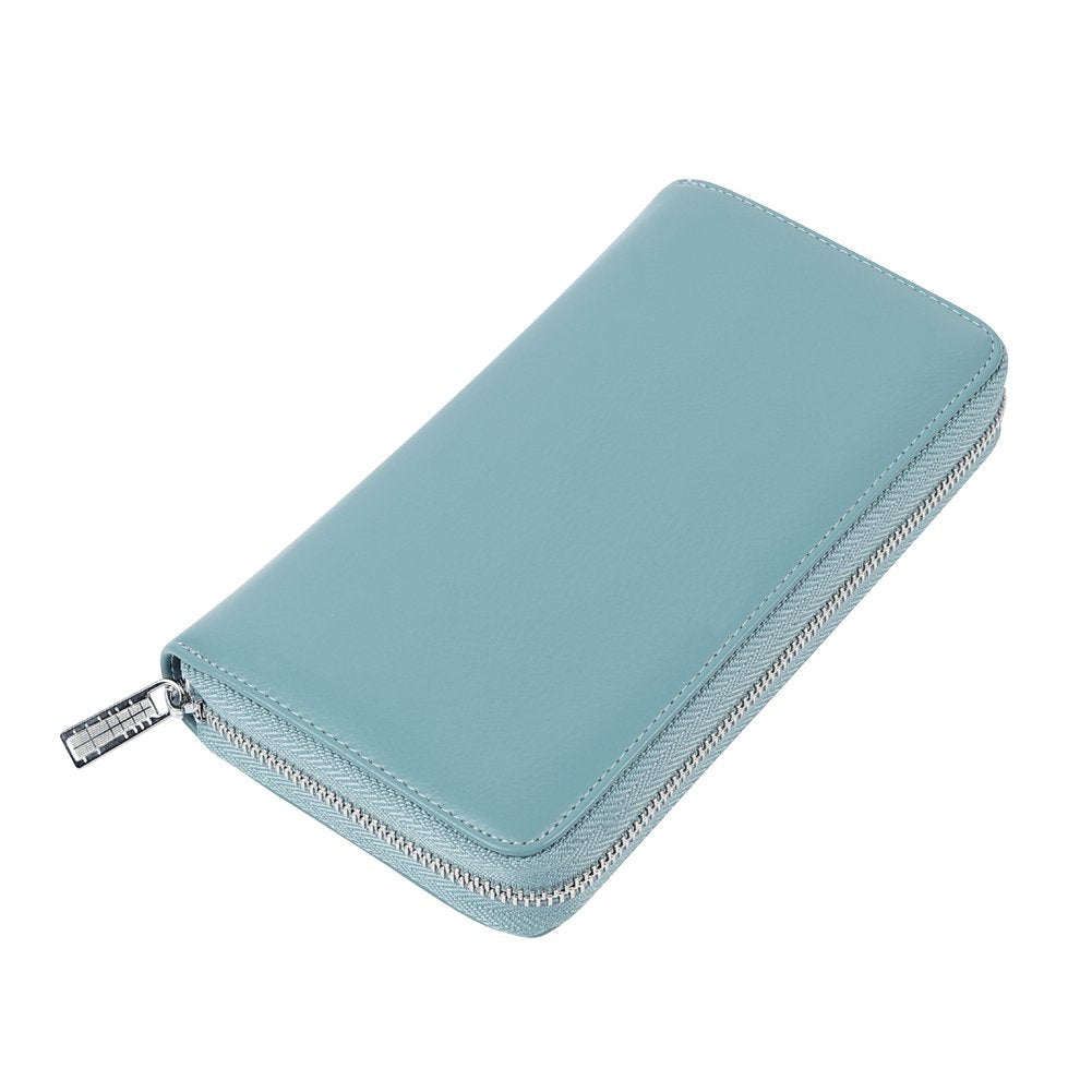 Cynure Women 36 Slots RFID Blocking Card Holder Large Long Leather Zipper Organizer Accordion Wallet,Sky Blue