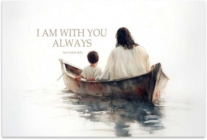 Yesad Jesus Wall Art Décor, Christian Wall Art, Jesus and Boy Canvas Wall Art Pictures Inspirational Wall Décor Motivational Poster Home Décor for Living Room Farmhouse (Unframed,12”x8”, Bible)