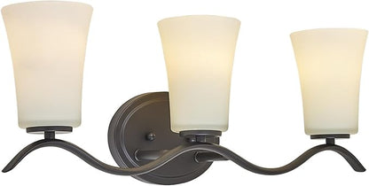 3 Light Bathroom Vanity Light Fixture, Oil Rubbed Bronze Vanity Light Fixtures with Milky White Glass Shade, Modern Bathroom Wall Sconces Lights Over Mirror
