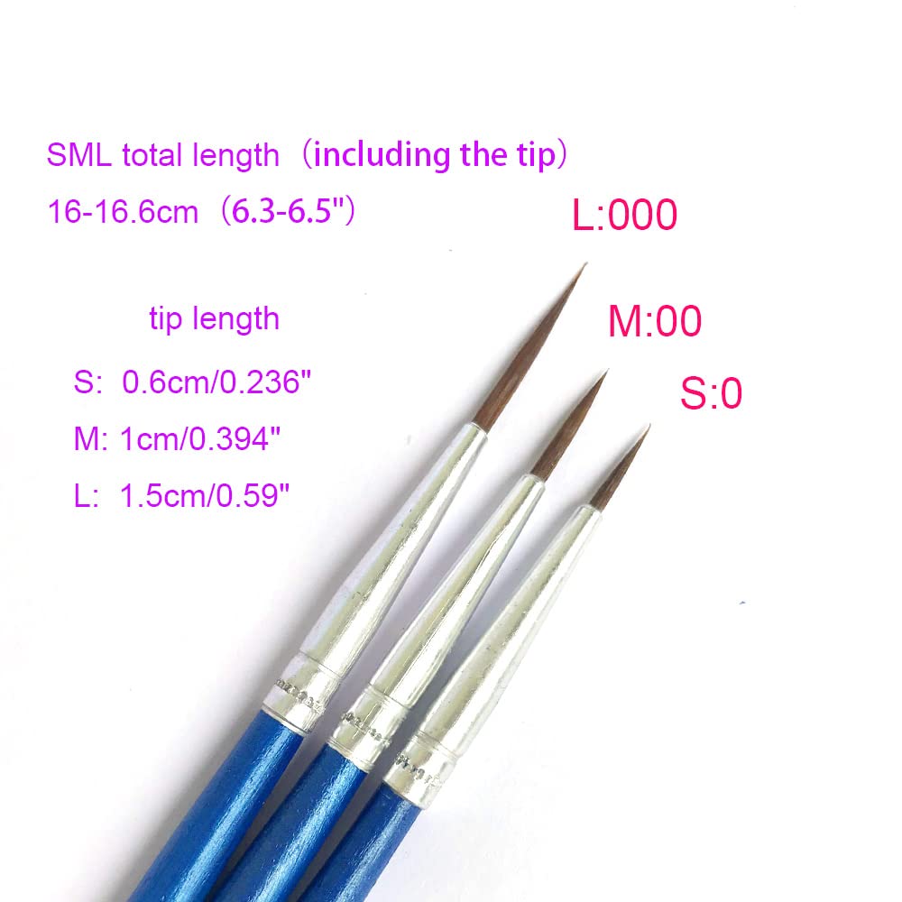 60 Pack Pointed Round Painting Brush,Hand Made Thread Drawing Brush,Detail,Nail Brushes for Detail and Miniature Drawing,Painting,Coloring by Acrylic, Oil and Watercolor (M(#00))
