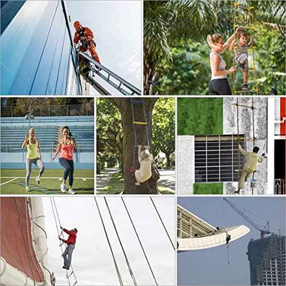 25ft Safety Balcony Emergency Fire Escape Ladder with Hooks Carabins | 2 Story for Adults and Kids |Reusable Multi-use for Treehouse|Weight Capacity up to 2000 lb