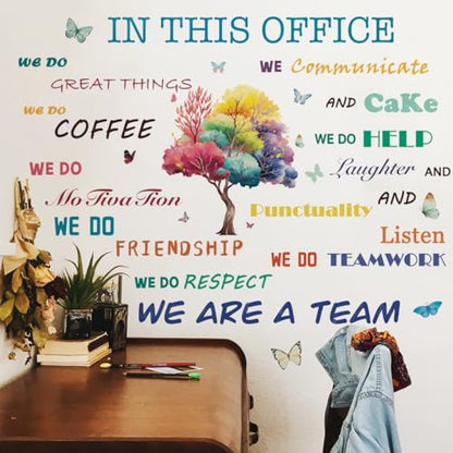 Runtoo Office Inspirational Quotes Wall Art Decals for Work Positive Sayings Peel and Stick Tree Wall Stickers Motivational Teamwork Company Decor