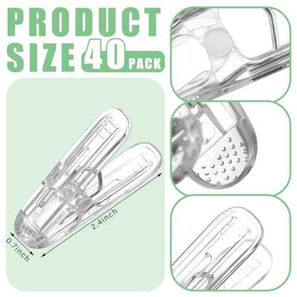 LemonRoad 40 Pack Balloon Arch Clips Plastic Spring Clamps 2.4 Inch Heavy Duty Clip for Balloon Arch Kit Birthday Decoration Crafts Backdrop Woodworking Photography Studios (Transparent)