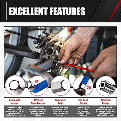 C&T 27-Piece Allen Wrenches Sets, Allen Key Set, SAE(1/16"-3/8"), Metric(1.5-10mm), TORX(T10-T50), Metric & SAE Ball End & T-Handle, CR-V, for Bike, Motorcycle, Furniture Repair