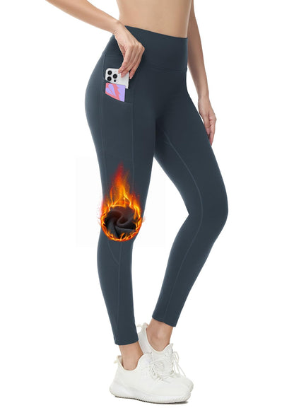 baleaf Fleece Lined Leggings Women Water Resistant 25" Petite Winter Warm Legging Thermal Running Tights Yoga Hiking Pants Grey 2XL