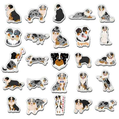 50 Pack Pcs Australian Shepherd Stickers for Water Bottles Waterproof Vinyl Laptop Luggage Scrapbooking Funny Cute Dog Sticker Packs Bulk Set Teens Adults Aesthetic Small Decals