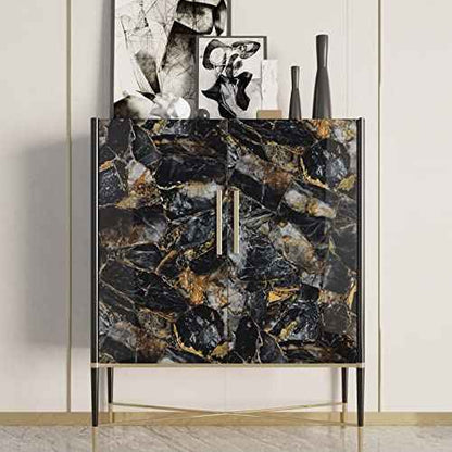 CRE8TIVE Glossy Slate Gold Marble Contact Paper Marble Wallpaper Peel and Stick Countertops for Kitchen Waterproof Self Adhesive Removable Marble Vinyl Paper for Counter Top Cabinets Shelves 12"x80"