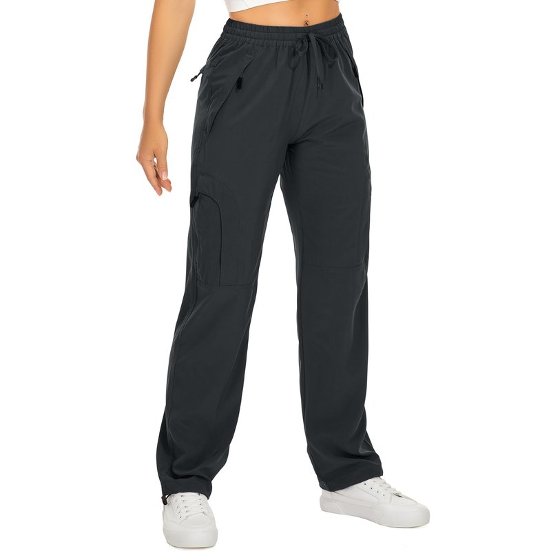 Toomett Women's Hiking Pants Quick Dry UPF 50 Travel Golf Pants Lightweight Camping Work Cargo Pants Zipper Pockets,6608,Dark Grey,L
