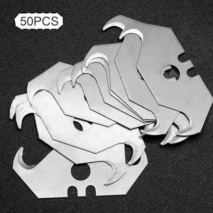 50 Pcs Utility Knife Hook Blades, SK5 Steel Utility Hook Blades Razor Blades Box Cutter Blades with Plastic Case Utility Knife Blades Replacement Blades for Carpet, Roofing, Box Cutter