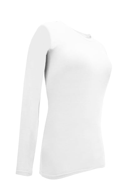 Natural Uniforms Women's Under Scrub Tee Crew Neck Long Sleeve T-Shirt (White, Medium)