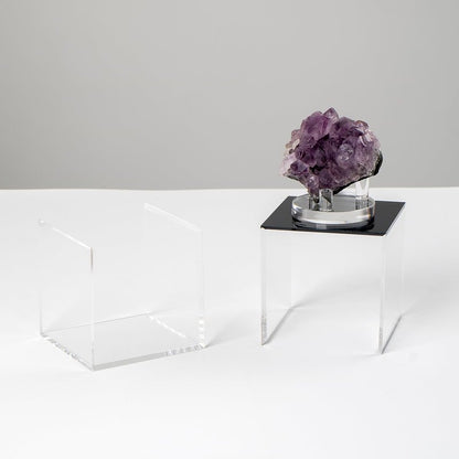 Kcgani Clear Acrylic Boxes for Collectibles Display, Removable Countertop Storage Box Cube Organizer Stand Riser, Dustproof Protection Showcase for Crystals Minerals Slab Fossil Coral, 3x3x3Inch