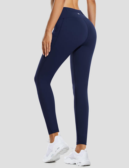 baleaf Thermal Leggings for Women Waterproof Fleece Lined Hiking Pants Winter Warm Tights Skiing Running Yoga Gear Navy XL