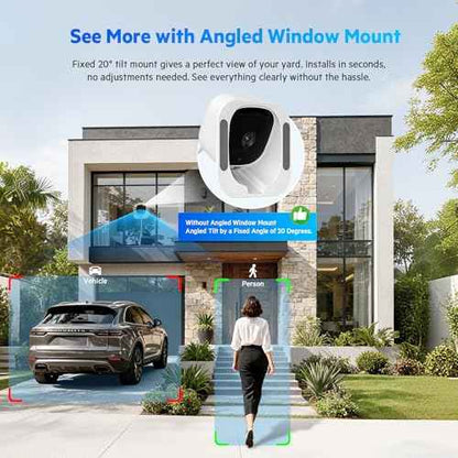 3MP 2K Window Camera, 120¡Æ View Angle Window Camera, 2.4GHZ & 5GHZ WiFi Indoor Window Security Camera with Angled Window Mount, Person & Motion Detection, 24/7 Recording, Quick Install