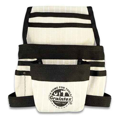GRAINTEX CS2277 9 Pocket Nail & Tool Pouch Rip-Stop Canvas for Constructors, Electricians, Plumbers, Handymen White