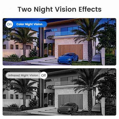 2.4G/5G WiFi 6 Wireless Outdoor/Indoor Security Camera, Solar Powered 2.5K 4MP, Cloud/SD Storage, Color Night Vision, AI Human Detection, Spotlight & Siren, 2-Way Talk, Dual Band, IP65