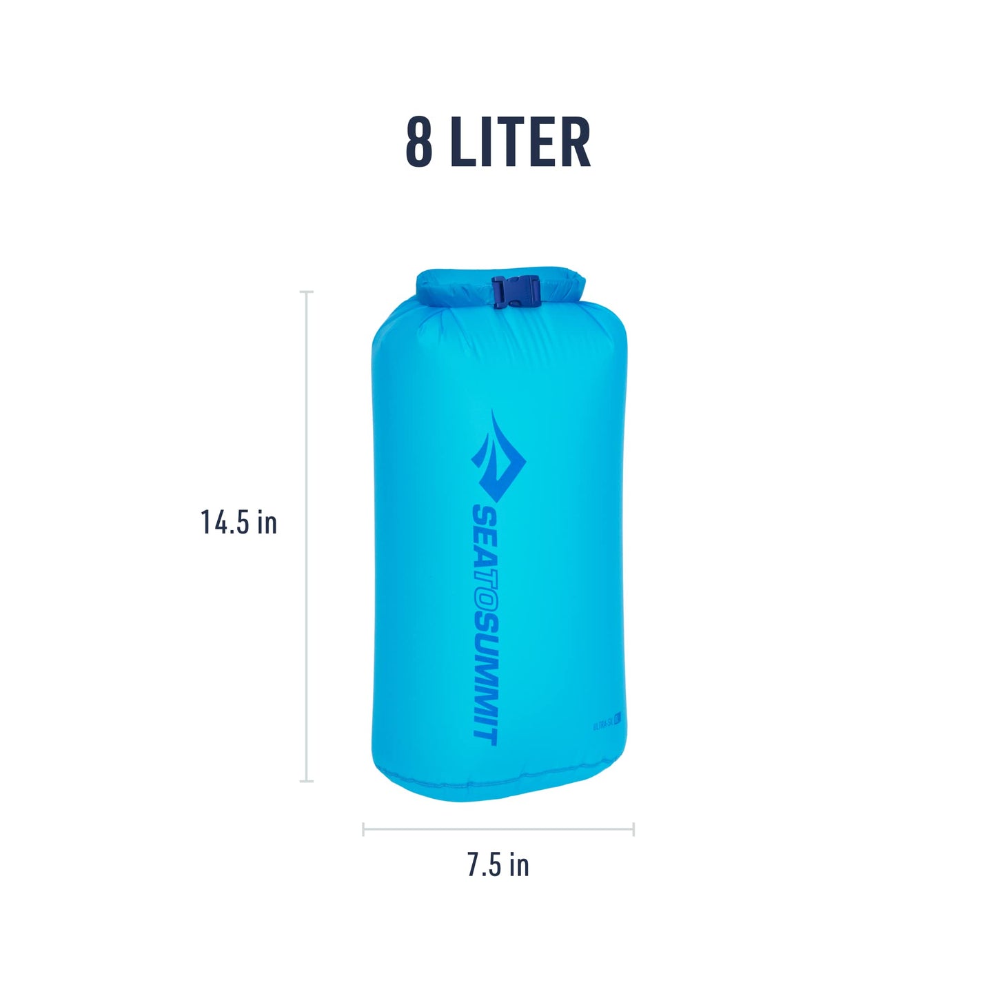 Sea to Summit Ultra-Sil Dry Bag, Ultralight Waterproof Dry Storage, 8 Liter, Atoll Blue