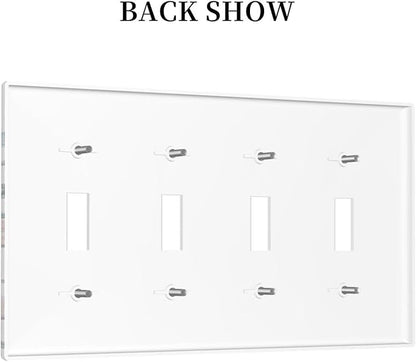 Rustic Wild Floral Vintage Watercolor Flower Quad Gang Toggle Light Switch Cover 4-Gang Wall Plates Decorative Electrical Switchplate for Home Bedroom Art Decorate