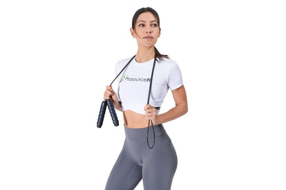 ProsourceFit Speed Jump Rope up to 8 Foot Adjustable Length for Men and Women, Foam Handles, Ultra Light Rope for Boxing, Jumping Exercises and Cardio Workout, Blue