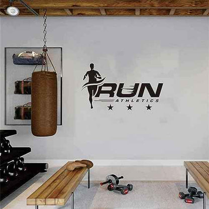 Track and Field Running Wall Decals ? Inspirational Sports Quotes for Kids' Room ? Motivational Wall Art for Boys and Girls ? Size: 17"x30" inch (Black-JWH363-Run)