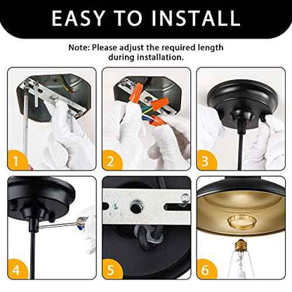 Pendant Lighting, Farmhouse Decor Adjustable Metal Hanging Lamp Ceiling Lamp, Hanging Light Fixtures, Industrial Black Pendant Lights for Kitchen Island Dining Room Barn, E26 Base, 2 Pack